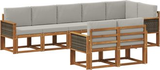 vidaXL Conjunto De Sof&aacute;s De Exterior 8 Uds. Natural Y Gris Claro Vidaxl