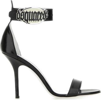 Dsquared2 Black Leather Logo Heels