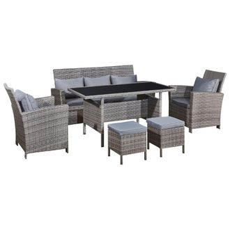 Concept Usine Sal&oacute;n de jard&iacute;n de 6 piezas de Resina trenzada gris claro