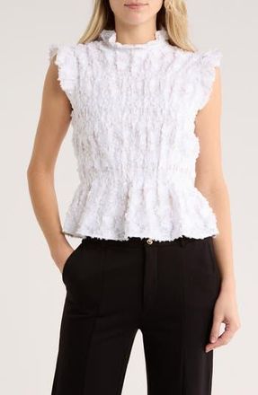 Elie Tahari Ruffle Neck Sleeveless Peplum Top in White at Nordstrom Rack, Size X-Small