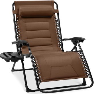 Best Choice Products Oversized Padded Zero Gravity Chair, Folding Outdoor Patio Recliner w/ Side Tray