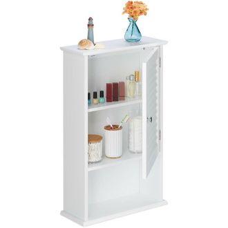 Relaxdays Relaxdays - Bathroom Cabinet, Free Standing, Wooden, Storage, 3 Shelves, Decor, Cupboard, HxWxD: 70 x 42 x16.5cm, White