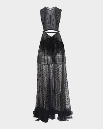 Stella McCartney Chantilly Lace Cutout Maxi Dress