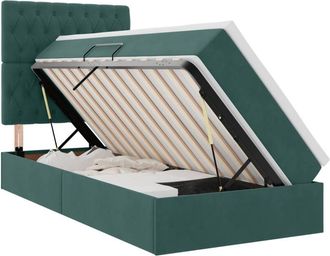 vidaXL Bed with Mattress with LED Dark Green 90 x 190 cm Velvet vidaXL