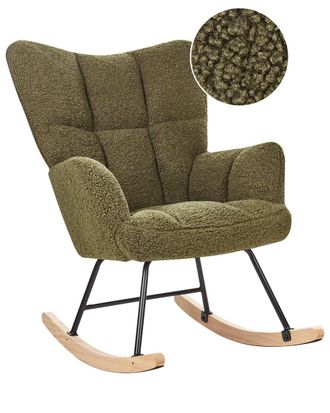 Beliani Mecedora boucl&eacute; verde oscuro