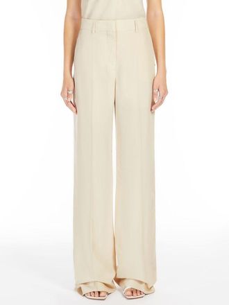 Max Mara Womens Orario Long Trouser Beige - Cream viscose - Size EU 38 (Womens)