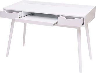 Hhg Nunca Usado] Escritorio Hhg 888b, Escritorio De Oficina Escritorio De Ordenador, Mdf 120x55cm, Blanco