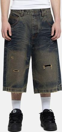 Jaded London Colossus Cinch Back Wide Leg Denim Shorts in Blue at Nordstrom, Size 34