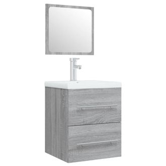 vidaXL Mueble De Ba&ntilde;o Con Lavabo Madera Contrachapada Gris Sonoma Vidaxl