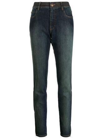 Chanel stonewashed skinny jeans - Blue