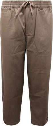 Armani Gestreepte broek in groene kleur - Heren - Straight fit broeken - Bruin - XL - Broeken