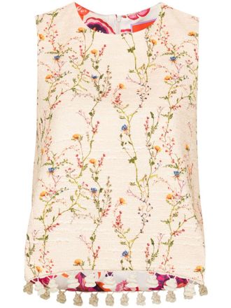 La DoubleJ La Scala floral top - women - Polyamide/Cotton/Polyester - M - Neutrals