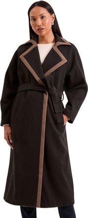 Wallis Principles Contrast Wrap Coat, 16, Brown