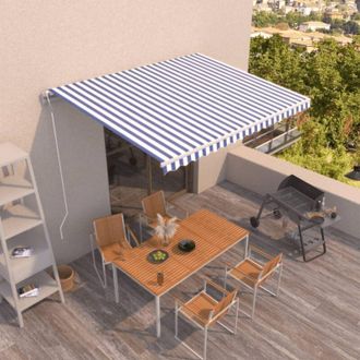 vidaXL Toldo Autom&aacute;tico Retr&aacute;ctil Azul Y Blanco 450x350 Cm Vidaxl
