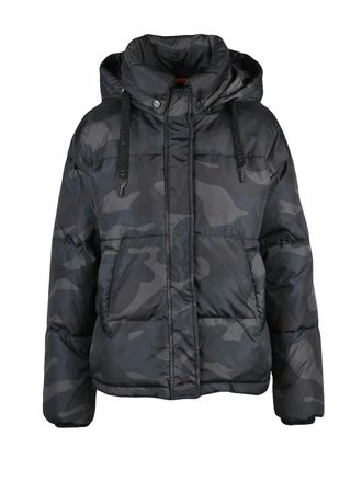Rino&Pelle Black/Green Camouflage Quilted Polyester Down Jacket