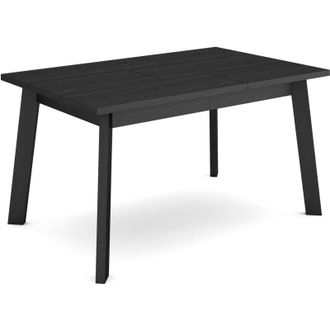 Skraut Home Tavolo da Pranzo, Cucina, Sala da pranzo, 140, Per 6 persone, Gambe in legno, Stile moderno, Nero - Skraut Home