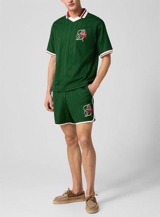 Dr&ocirc;le de Monsieur Mens Hibiscus contrasting trim embroidered short
