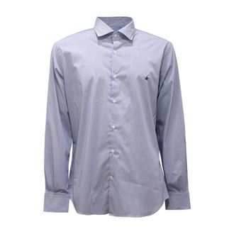 Brooksfield Slim Fit Gestreept Overhemd Gemaakt in Itali&euml; - Heren - Casual Overhemden - Blauw - 4XL - Overhemden