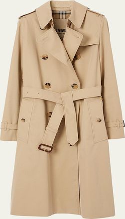 Burberry Kensington Organic Belted Double-Breasted Long Trench Coat
