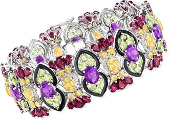 Ross-Simons Multi-Gemstone and Black Enamel Bracelet in Sterling Silver