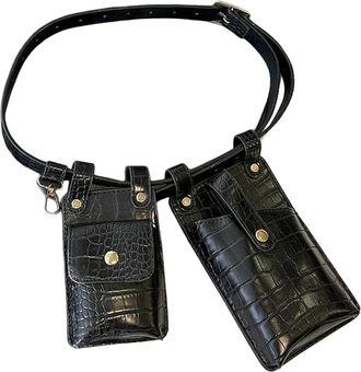 Generic NYSDM Womens Belt Bag grain PU Fanny packs Lady Streets fashion Crossbody Chest Bag 2 Piece Set Waist Bags Phone pack Purse