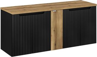 Petits Meubles Mueble bajo lavabo 5 puertas encimera estratificado Negro marr&oacute;n