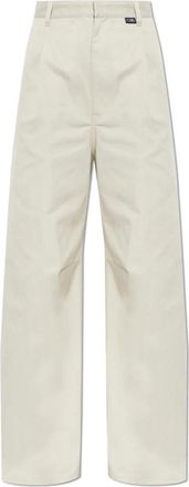 Maison Margiela Wijde Pijpen Broek - Dames - Wijde Broeken - Beige - 2XS - Katoen - Broeken