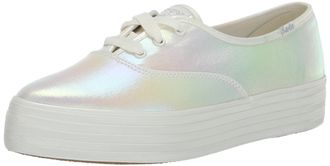 Keds Womens Point Lace Up Sneakers, White Canvas, 6 UK