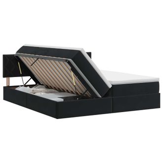 vidaXL Cama Con Almacenamiento Con Cabecera 2 Uds. Negro Vidaxl