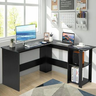 Costway Costway - L-Shaped Corner Computer Desk pc Table Writing Desk Workstation Home Office