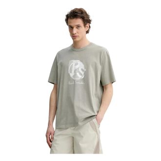 Paul Smith Tops, Heren, Grijs, M, Katoen, Logo Print T-Shirt