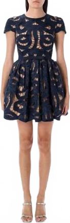Self Portrait Bow Embroidered Mini Dress In Navy