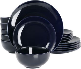 Elama Luna 18 Piece Porcelain Dinnerware Set in Blue at Nordstrom