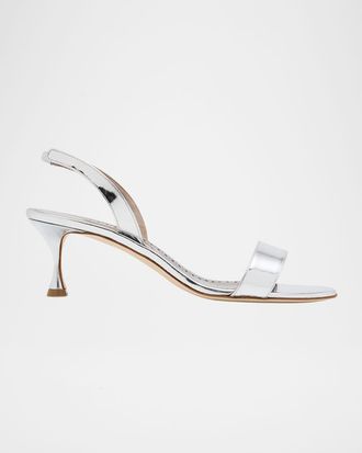 Manolo Blahnik 50mm Cupisanpla Metallic Leather Sandals