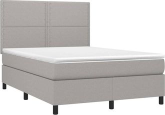 vidaXL Vidaxl - Cama Box Spring Con Colch&oacute;n Tela Gris Claro 140x200 Cm
