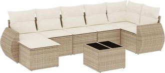 vidaXL Vidaxl - Set Divano Da Giardino 8 Pz Con Cuscini Beige In Polyrattan