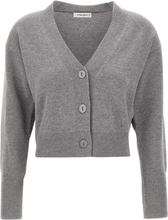 KANGRA Cardigan met knoopsluiting - Dames - Vesten - Grijs - S - Wol - Truien & Vesten