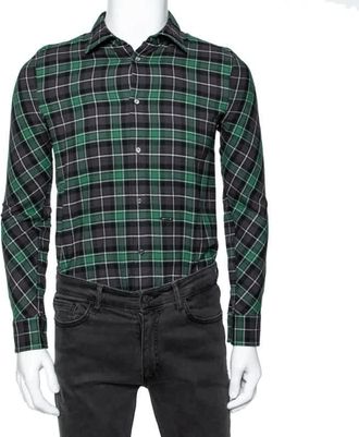 Dsquared2 Green & Grey Cotton Checked Flannel Shirt