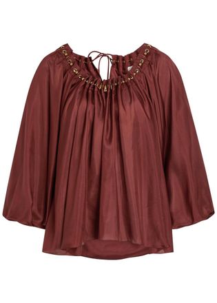 Zimmermann Aster Gathered Silk Blouse - Dark Red - 00 (UK 6 / XS)