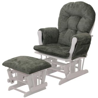 Hhg Hhg - Sill&oacute;n Relax 009, Mecedora Con Taburete Tela Chenilla (465g/m&sup2;) Oeko-tex, Verde, Armaz&oacute;n Blanco