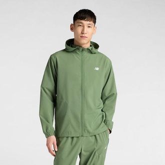 New Balance Uomo Sport Woven Jacket in Verde/Bianco, Poliestere, Taglia L
