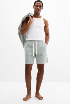 Le 31 Mens Striped lightweight linen pyjama short