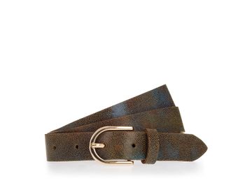 Tamaris Lederg&uuml;rtel TAMARIS Claire Gold, Damen, Gr. 100, braun (teal, schwarz braun), Rindsleder, mehrfarbig, G&uuml;rtel Lederg&uuml;rtel, Gl&auml;nzende Schliesse, 2,5 cm 