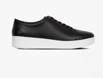 FitFlop Fitflop Womens RALLY Ladies Leather Trainers Black/White - Size UK 3