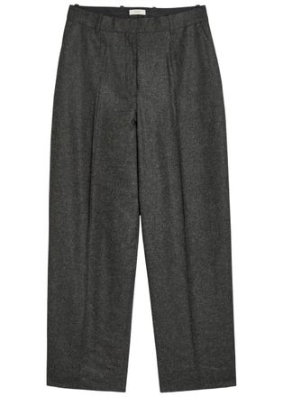 Toteme Wide-leg Flannel Trousers - Dark Grey - 36 (UK8 / S)