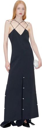 Stine Goya Elegante Crepe Jurk met Kruisende Bandjes - Dames - Maxi kleedjes - Zwart - S - Polyester - Kleedjes