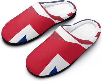 Generic U.S. UK Flag Mens House Slippers Memory Foam Washable Cotton Slip on Home Shoes