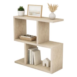 Dmora Mesa De Centro Tarzo, 2 Compartimentos, Rectangular, Tono M&aacute;rmol, 45x17x51h Cm Blanco M&aacute;rmol