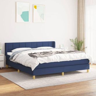 vidaXL Cama Box Spring Con Colch&oacute;n Tela Azul 160x200 Cm Vidaxl