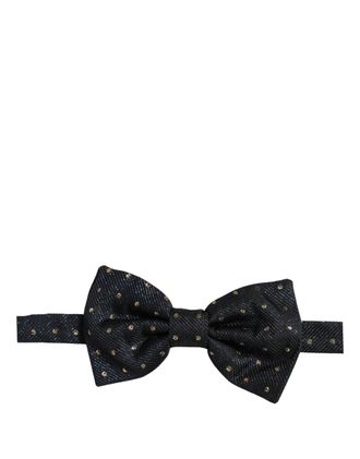 Dolce & Gabbana Gold Polka-Dot Silk Bow Tie - Black